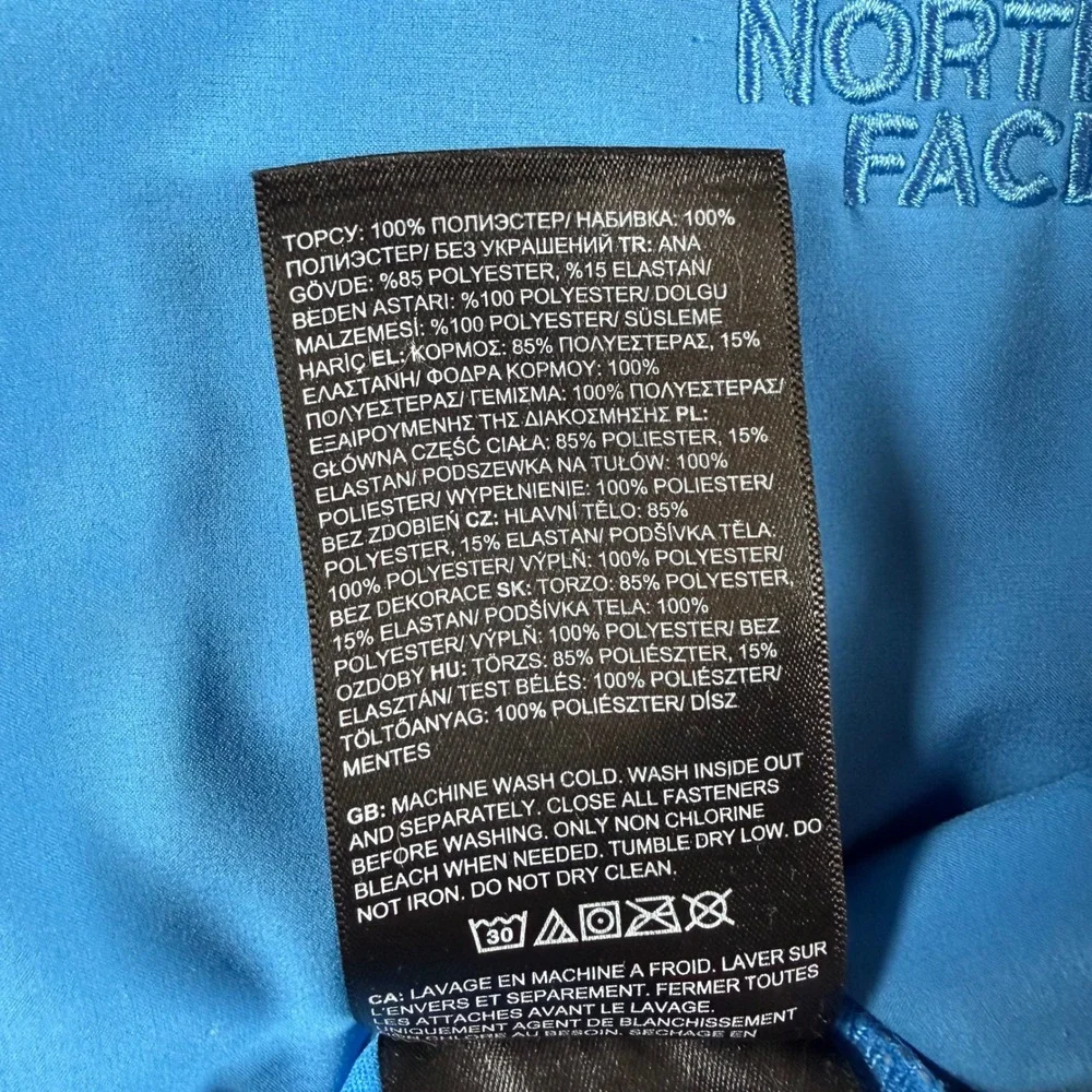 The North Face Mens M Colorblock Blue Black Gray Insulated Pullover Hoodie Hike